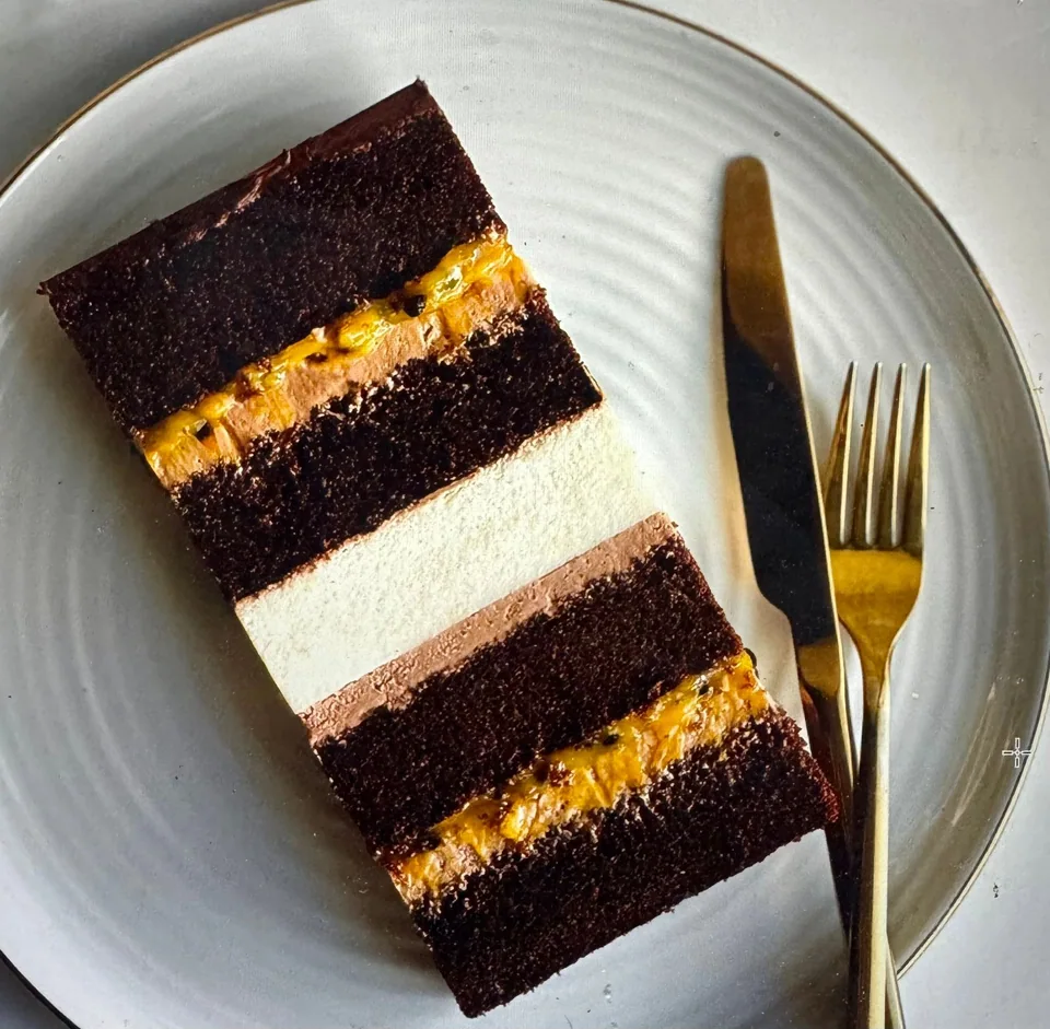Chocolate passion fruit coconut cake