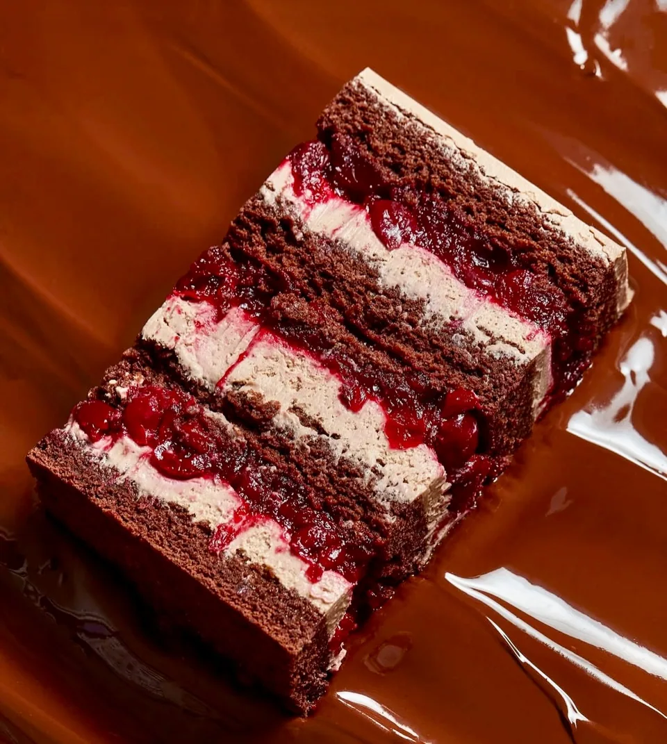 Two berry-filled cake slices